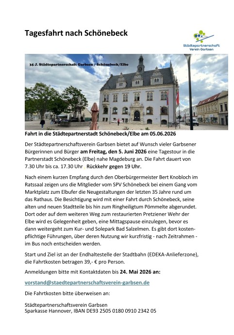 Fahrt nach Schonebeck